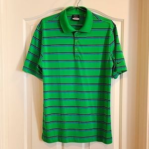 Golf Shirt, Nike, Green w/navy, royal blue & white stripes, Medium